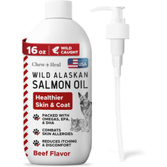 Wild Alaskan Salmon Oil Hearty Beef Flavored Liquid Skin & Coat Supplement for Dogs & Cats