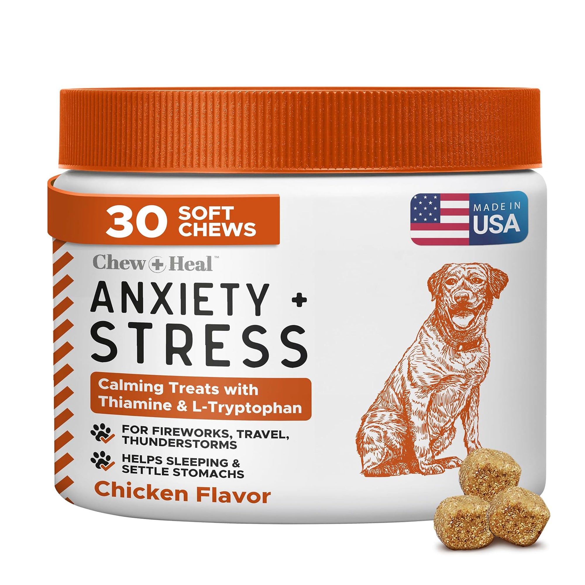 Chew Heal Travel-Sized Anxiety Stress Chews Supplement for Dogs