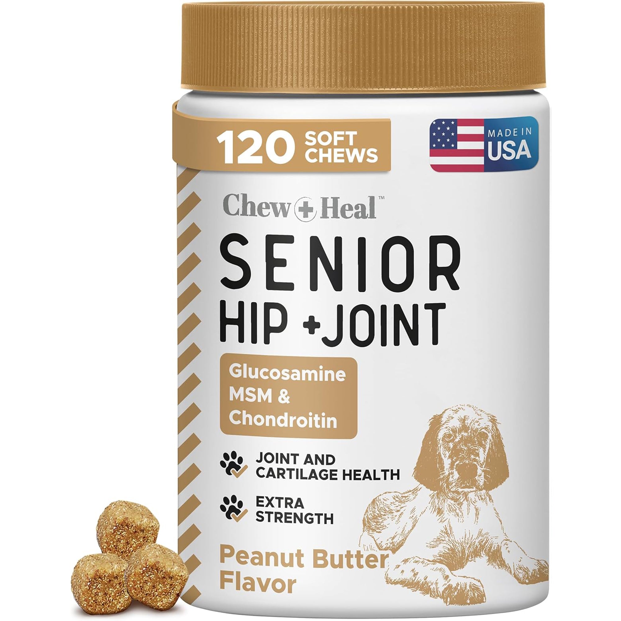 Hip & Joint Mobility Peanut Butter Flavored Soft Chew Senior Dog Supplement
