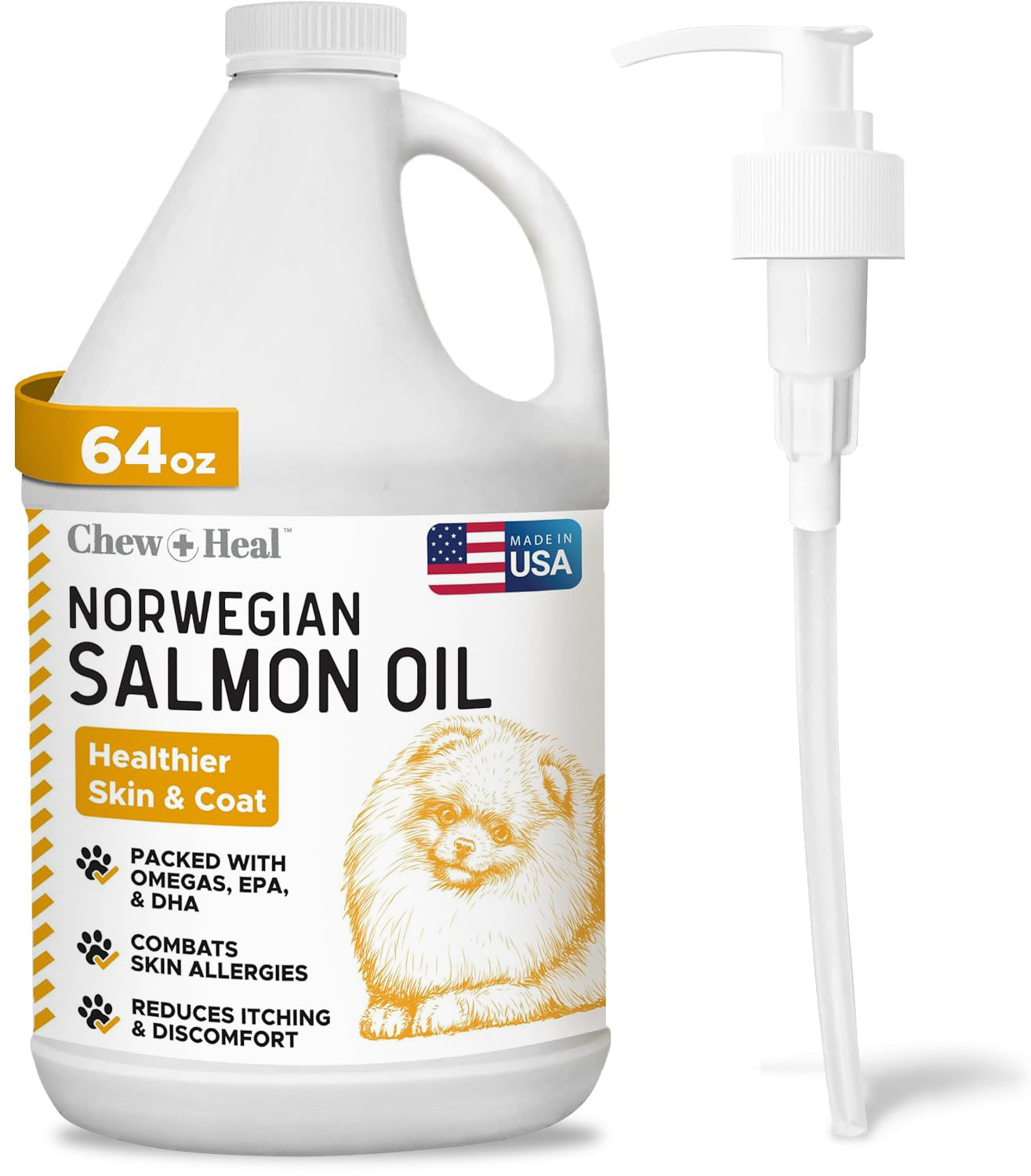 Norwegian Salmon Oil for Dogs - 64 oz of Fish Oil for Dogs Skin and Coat