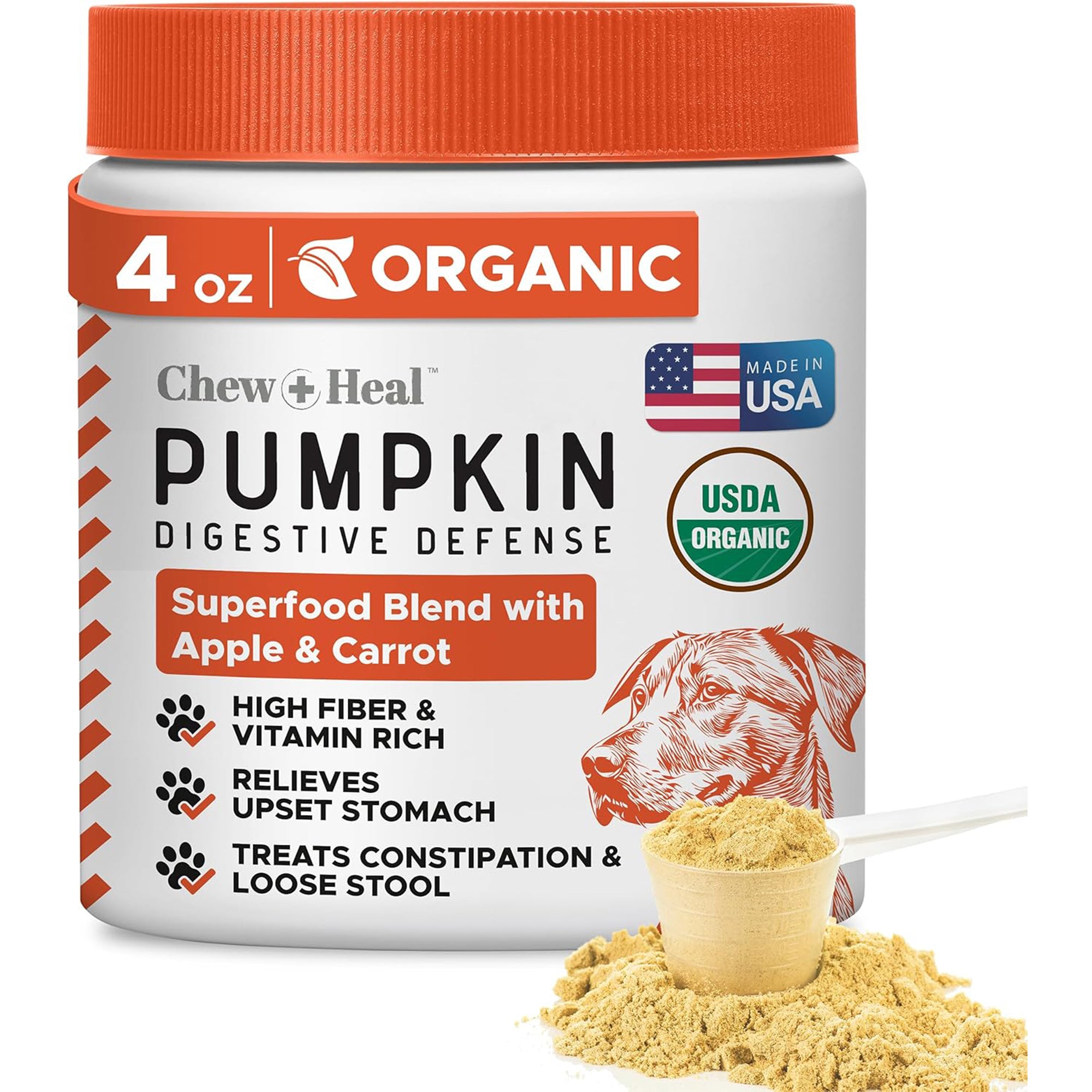 Organic Pumpkin Digestive Defense Superfood Blend Powder Digestive Aid Supplement for Dogs