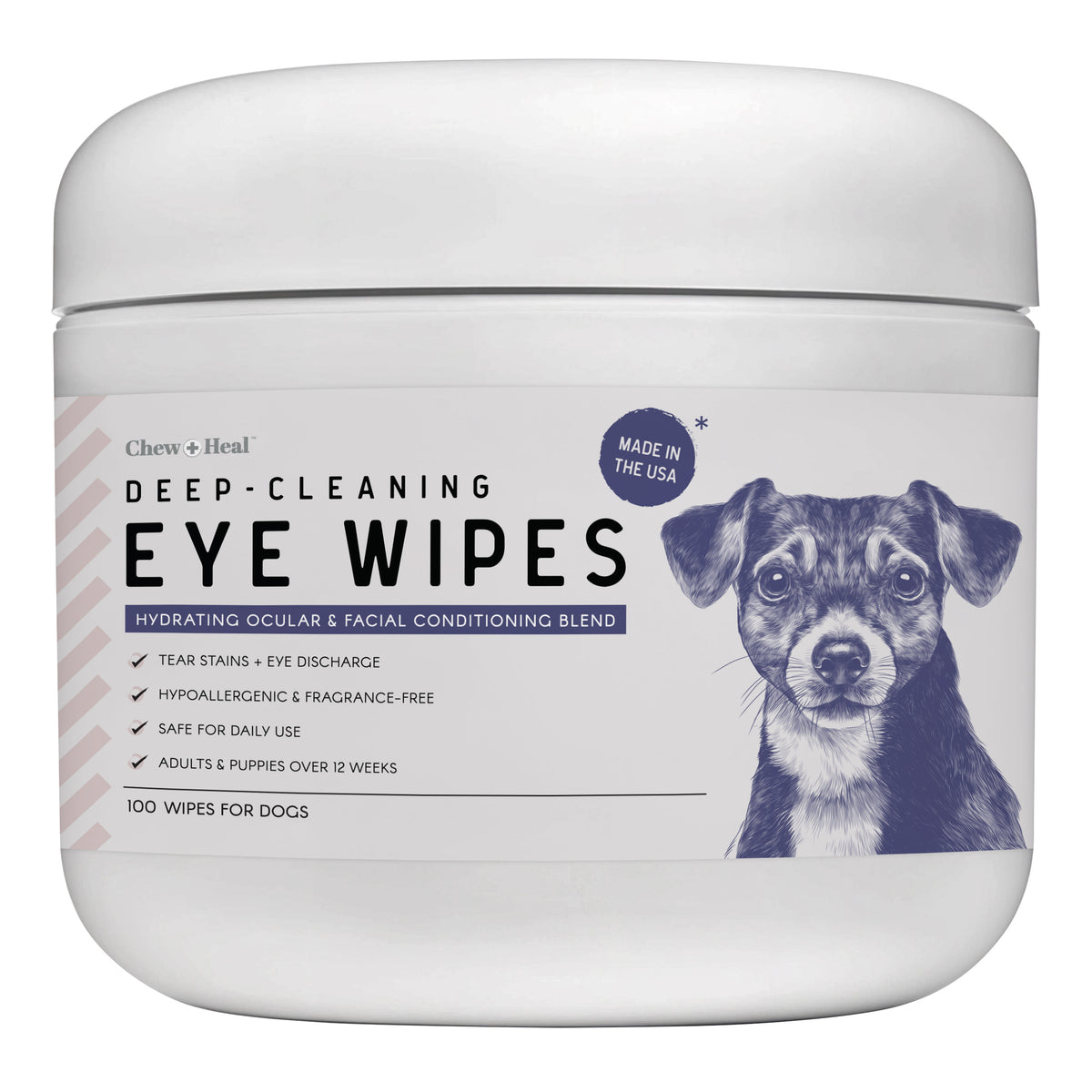 Deep Cleaning Dog Eye Wipes – 100 Pads for Tear Stains and Eye Discharge