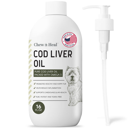 Pure Cod Liver Oil for Dogs - 16 oz - Pump Cap Bottle