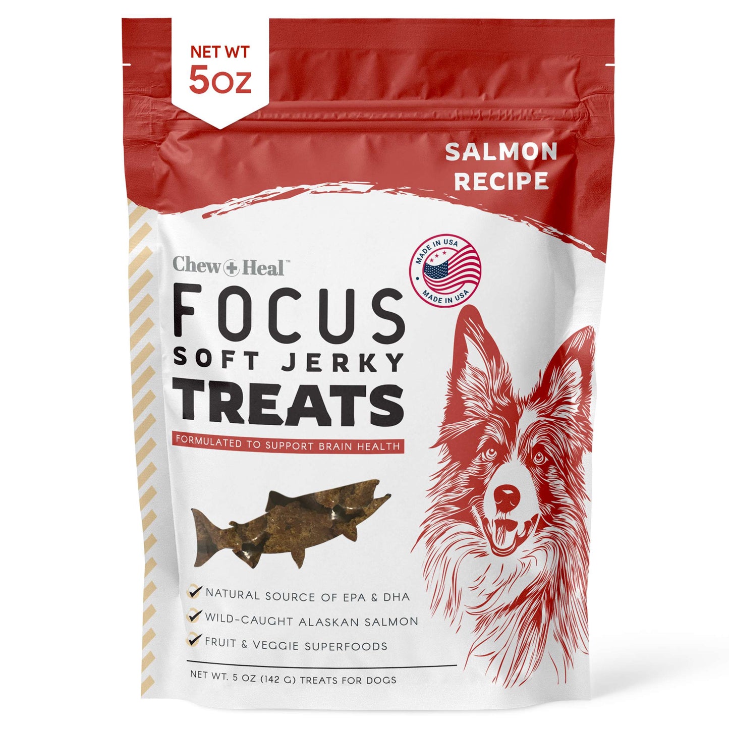 5 oz Dog Cognitive Salmon Jerky Treats – Gingko Biloba, Cranberries, Pumpkin