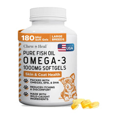 Wild-Caught Omega Skin + Coat Softgels Made with Wild-Caught Fish Oil Supplement for Dogs & Cats