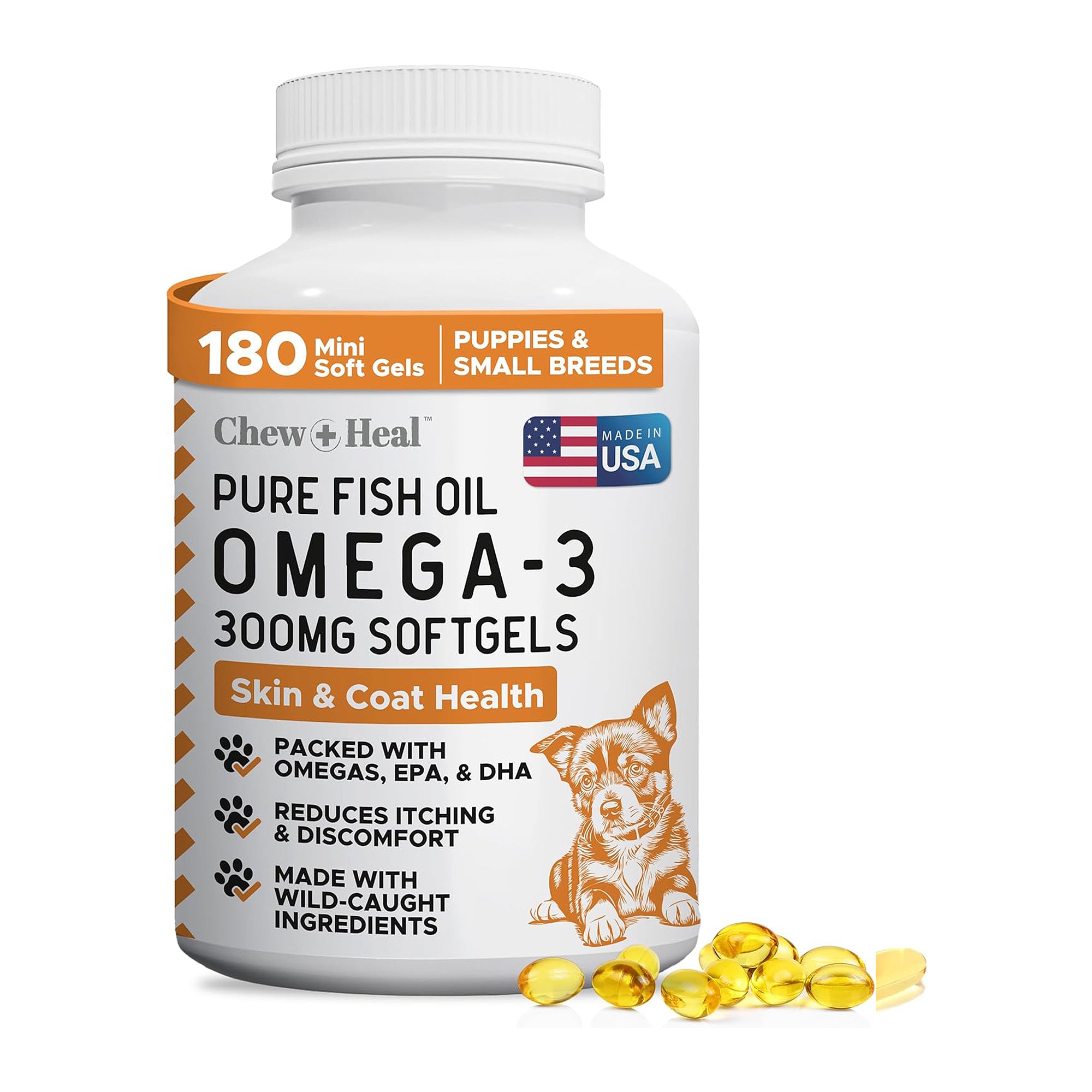 Mini Wild-Caught Omega-3 Softgels Skin & Coat Supplement for Puppies