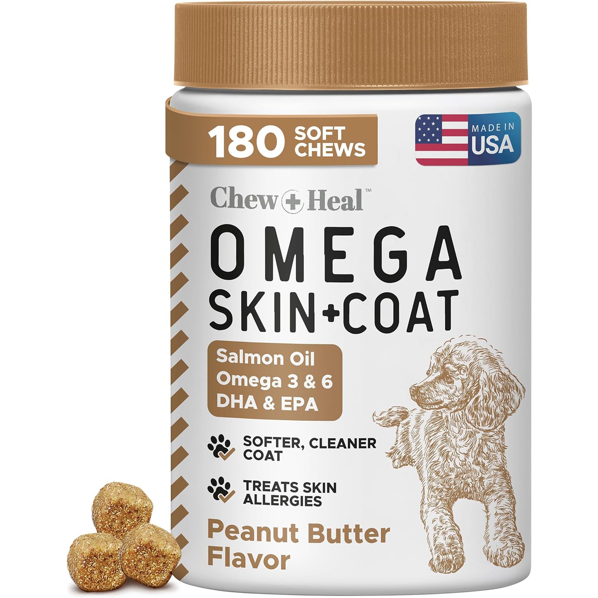 Peanut Butter Omega Skin + Coat Supplement for Dogs