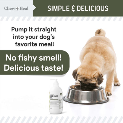 Pure Cod Liver Oil for Dogs - 16 oz - Pump Cap Bottle