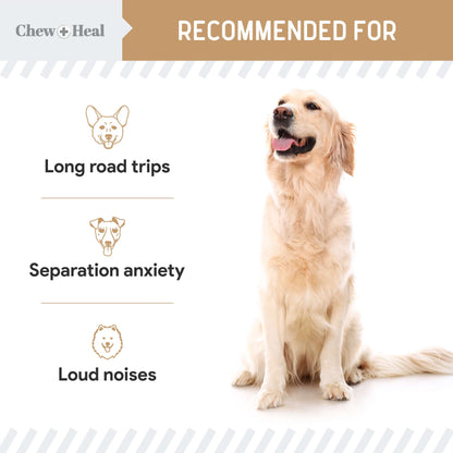Calming Chews for Dogs - Peanut Butter Flavor - 60 Anxiety Relief Treats
