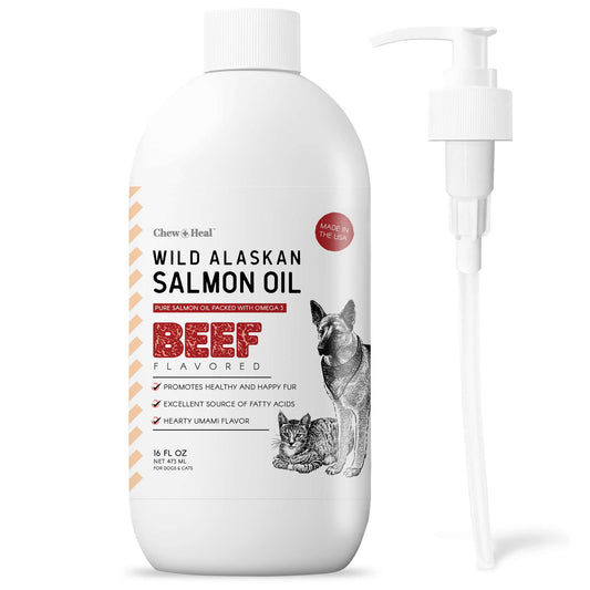 Pure Wild Alaskan Salmon Oil for Dogs and Cats - 16 oz. Beef Flavored Oil