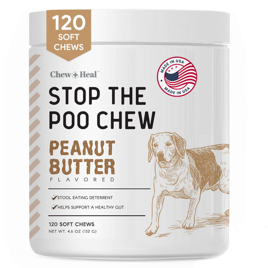 Stop The Poo Chew Coprophagia for Dogs - 120 Peanut Butter Flavor Soft Chews